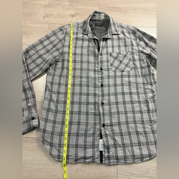 Rag & Bone Shirt Mens Gray Plaid Button Up Cotton Long Sleeve Classic Fit - Picture 8 of 9